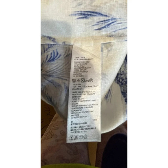 Tommy Bahama Women's Medium Blue & White Palm Tree Print Linen‎ Dress READ Beach - Picture 7 of 9